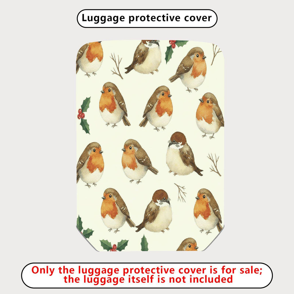 1-Piece Bird Nature Christmas Holiday Decorative  Suitcase Luggage Cover, Stretch Protective Sleeve