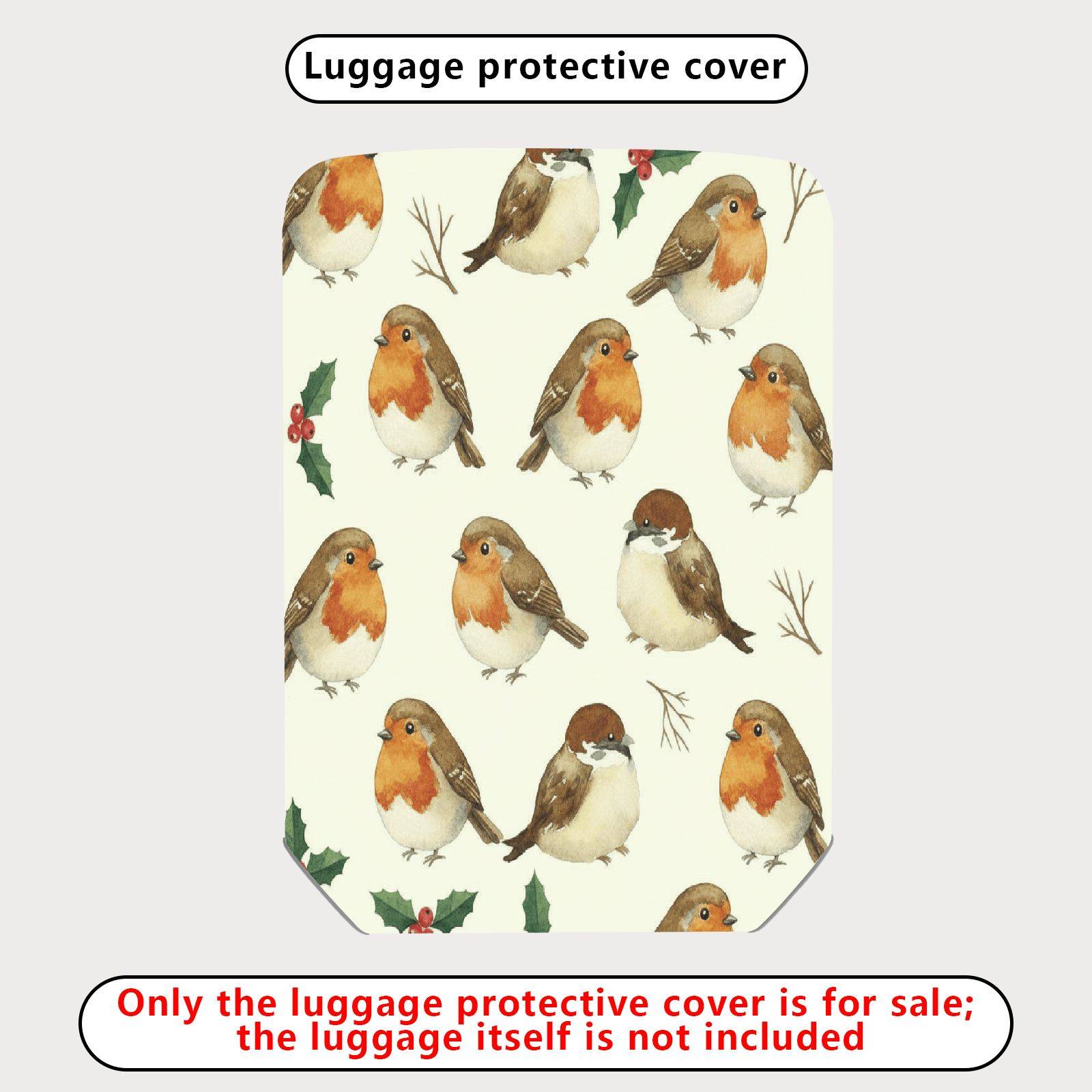 1-Piece Bird Nature Christmas Holiday Decorative  Suitcase Luggage Cover, Stretch Protective Sleeve