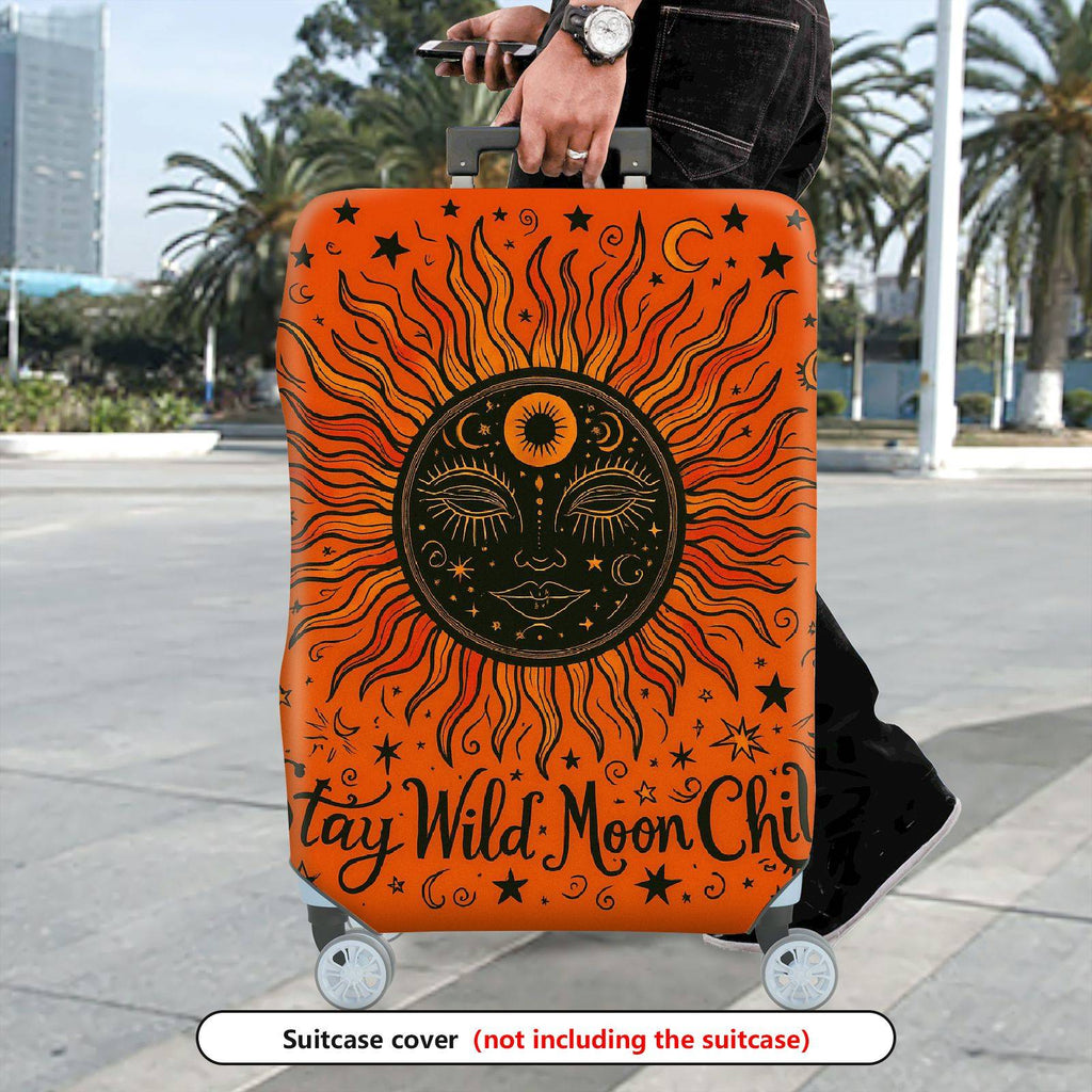 1-Piece Sun Moon Star Cosmic Astral Mystical  Suitcase Luggage Cover, Stretch Protective Sleeve