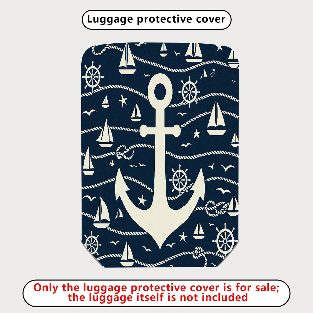 1-Piece Anchor Nautical Rope Sea Sailor Travel  Suitcase Luggage Cover, Stretch Protective Sleeve