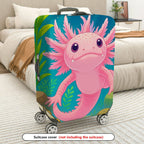 1-Piece Axolotl Underwater Cute Playful Fun Whimsical  Suitcase Luggage Cover, Stretch Protective Sleeve