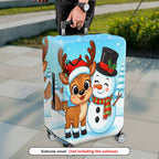 1-Piece Christmas Reindeer Snowman Cabin Winter Holiday  Suitcase Luggage Cover, Stretch Protective Sleeve