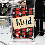 1-Piece Plaid Snowflake Rustic Winter Holiday Christmas  Suitcase Luggage Cover, Stretch Protective Sleeve
