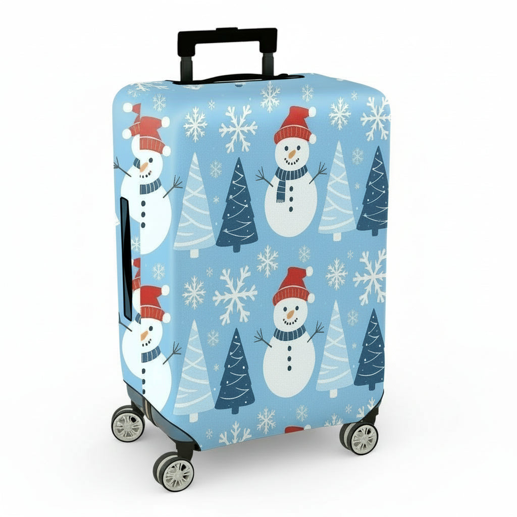 1-Piece Snowman Snowflake Christmas Tree Winter Holiday  Suitcase Luggage Cover, Stretch Protective Sleeve
