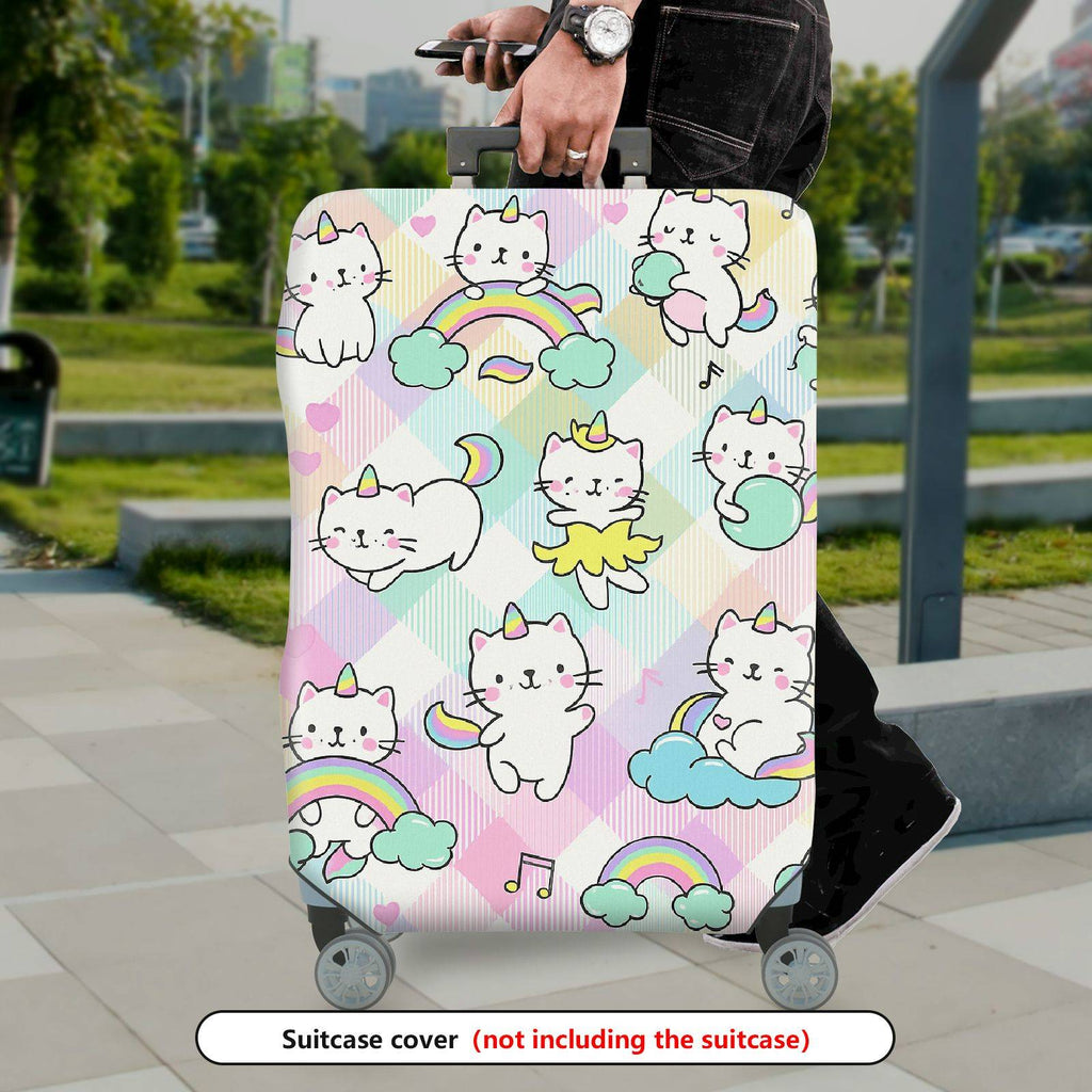 1-Piece Cute  Rainbow Cat Cloud Musical Notes  Suitcase Luggage Cover, Stretch Protective Sleeve