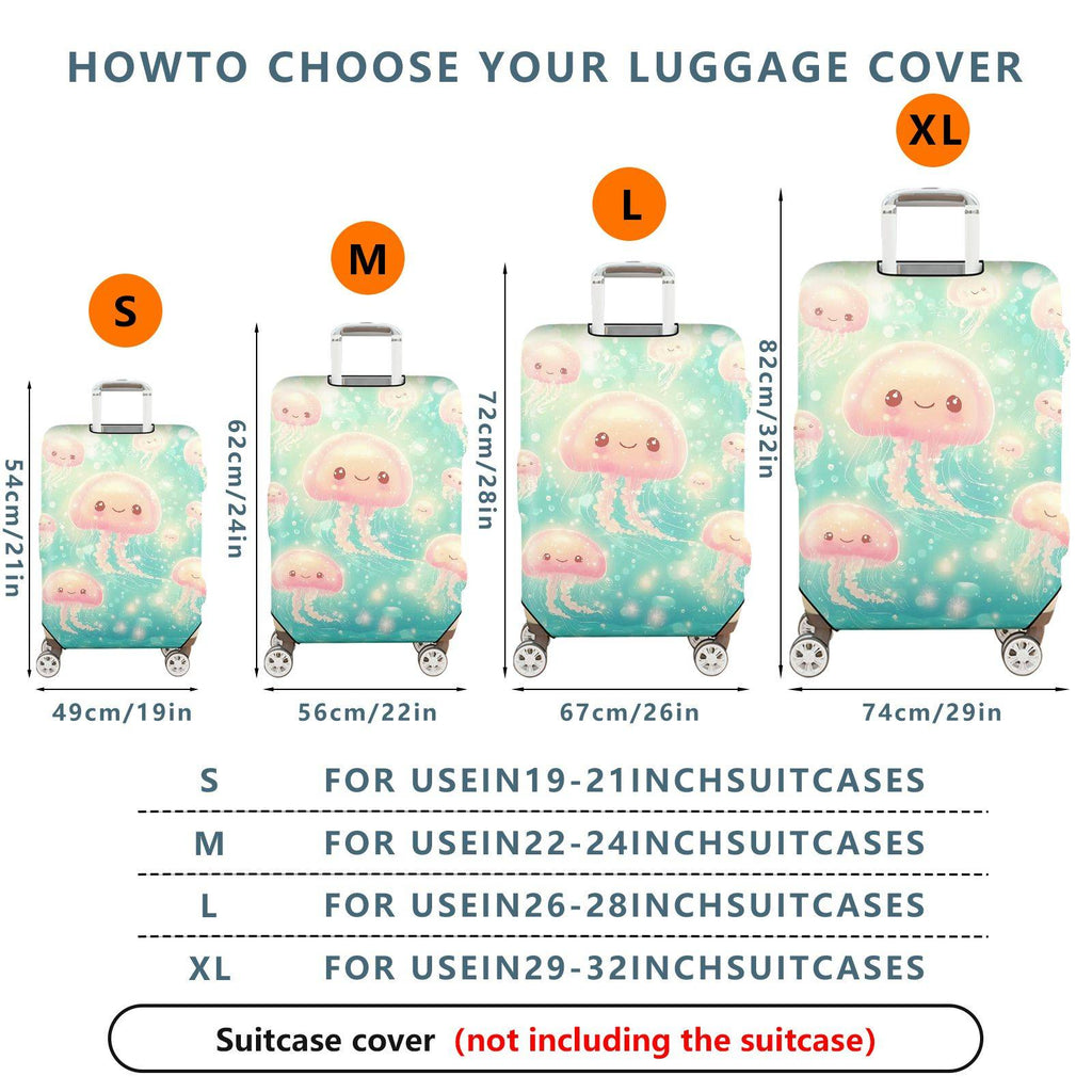 1-Piece Cute  Jellyfish Pink Ocean Fantasy Pattern  Suitcase Luggage Cover, Stretch Protective Sleeve