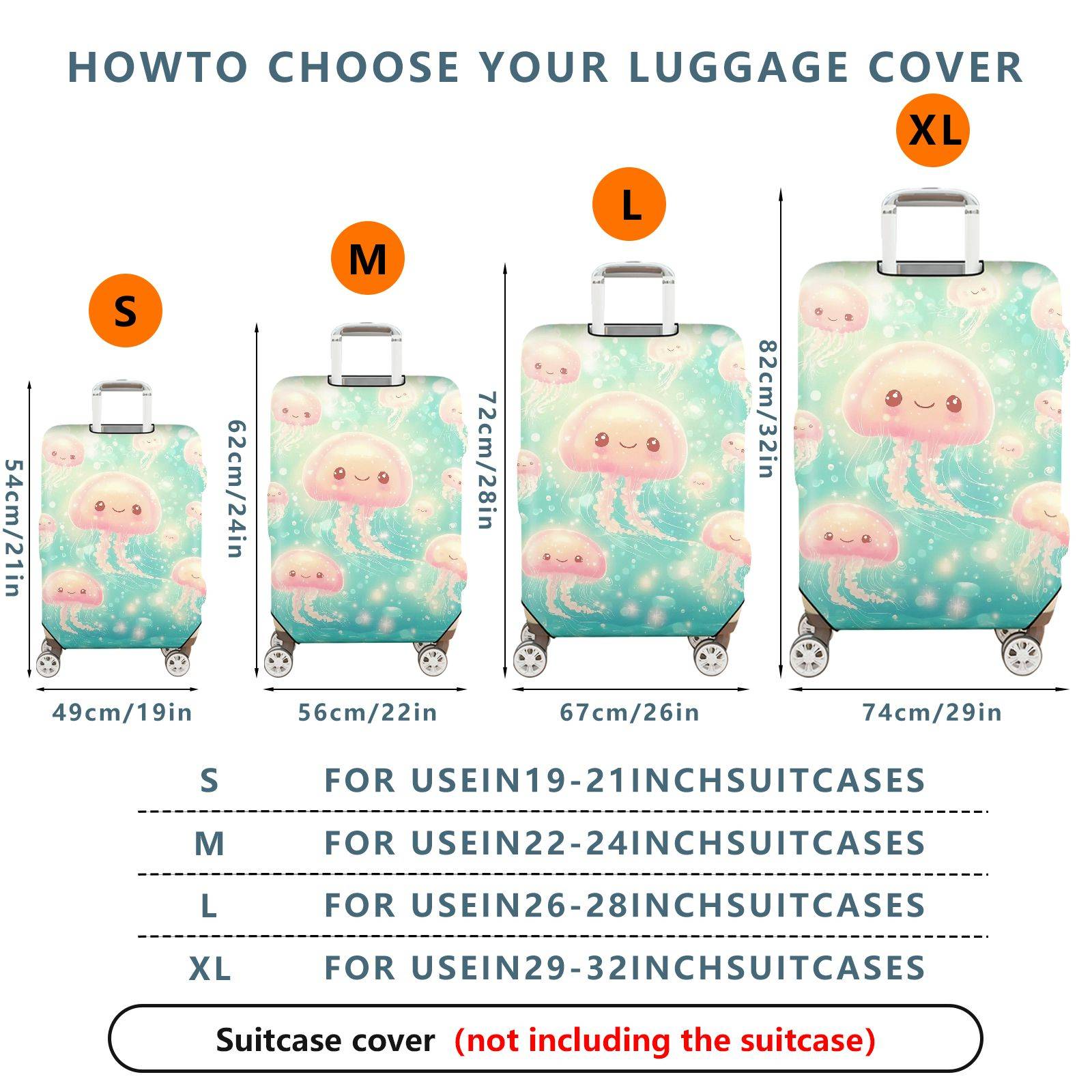 1-Piece Cute  Jellyfish Pink Ocean Fantasy Pattern  Suitcase Luggage Cover, Stretch Protective Sleeve