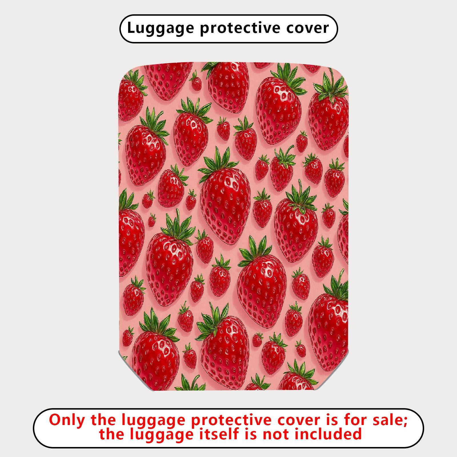 1-Piece Strawberry Red Fruit Fresh Pattern Cute Travel  Suitcase Luggage Cover, Stretch Protective Sleeve