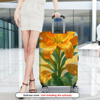 1-Piece Golden Lily Floral Vibrant Artistic Luggage  Suitcase Luggage Cover, Stretch Protective Sleeve
