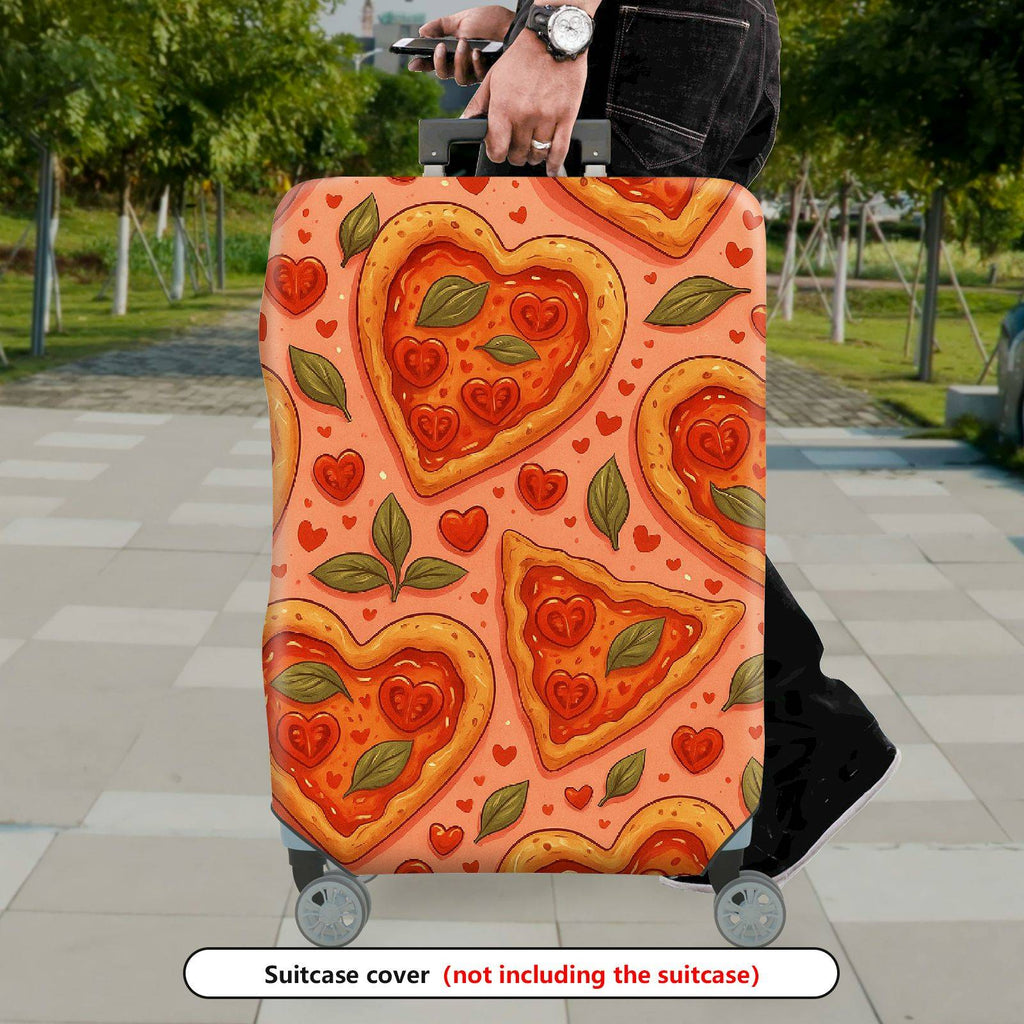 1-Piece Heart Pizza Love Romantic Cute Valentine  Suitcase Luggage Cover, Stretch Protective Sleeve