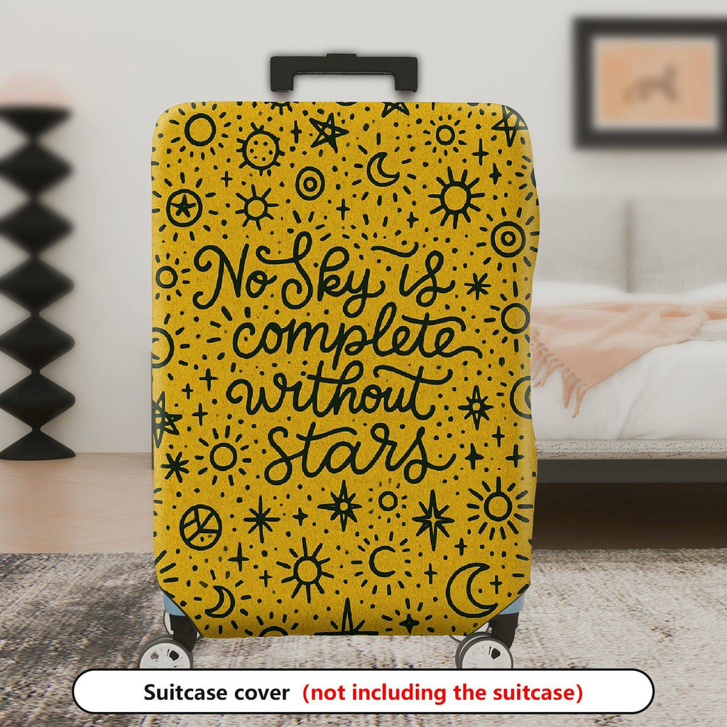 1-Piece Cosmic Starry Sky Text Inspirational Quote Artistic Yellow  Suitcase Luggage Cover, Stretch Protective Sleeve