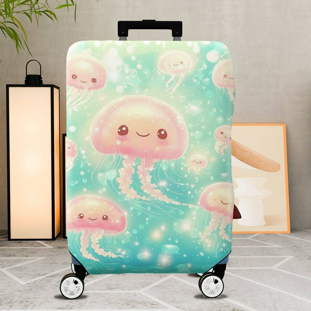 1-Piece Cute  Jellyfish Pink Ocean Fantasy Pattern  Suitcase Luggage Cover, Stretch Protective Sleeve