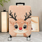 1-Piece Cute Festive Reindeer Snow  Holiday  Suitcase Luggage Cover, Stretch Protective Sleeve