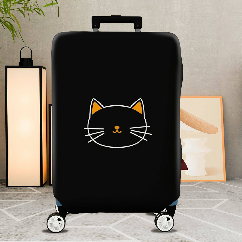 1-Piece Black Cat Cute  Whiskers Ears Face  Suitcase Luggage Cover, Stretch Protective Sleeve