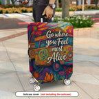 1-Piece Adventure Quote Floral Retro Van Colorful Artistic  Suitcase Luggage Cover, Stretch Protective Sleeve