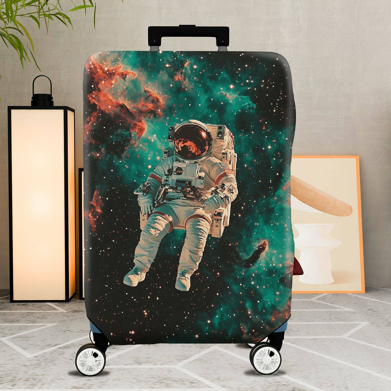1-Piece Astronaut Galaxy Universe Outer Space Adventure  Suitcase Luggage Cover, Stretch Protective Sleeve
