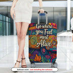 1-Piece Adventure Quote Floral Retro Van Colorful Artistic  Suitcase Luggage Cover, Stretch Protective Sleeve