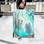 1-Piece Cute Seal Ocean Blue Raindrop Artful  Suitcase Luggage Cover, Stretch Protective Sleeve
