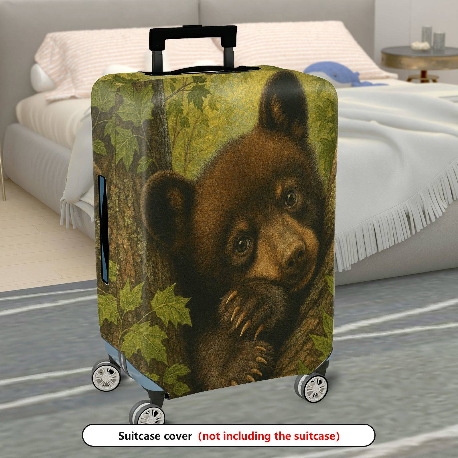 1-Piece Cute Bear Nature Forest Animal Tree  Suitcase Luggage Cover, Stretch Protective Sleeve