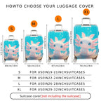 1-Piece Cute  Axolotl Coral Ocean Aqua Fantasy  Suitcase Luggage Cover, Stretch Protective Sleeve