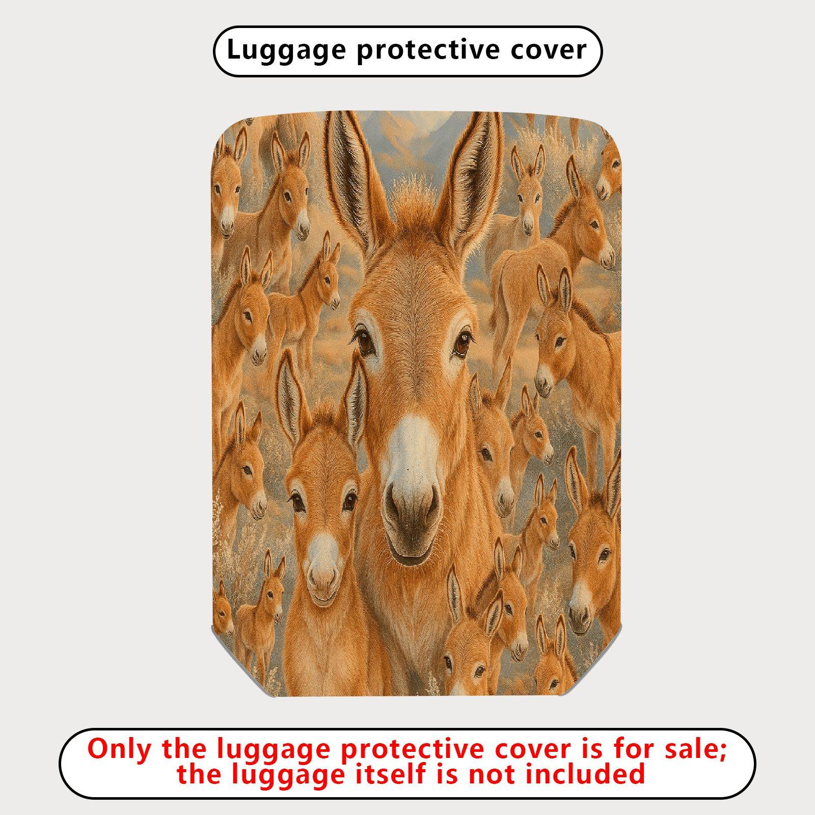 1-Piece Donkey Animal Nature Wilderness Art Cute  Suitcase Luggage Cover, Stretch Protective Sleeve