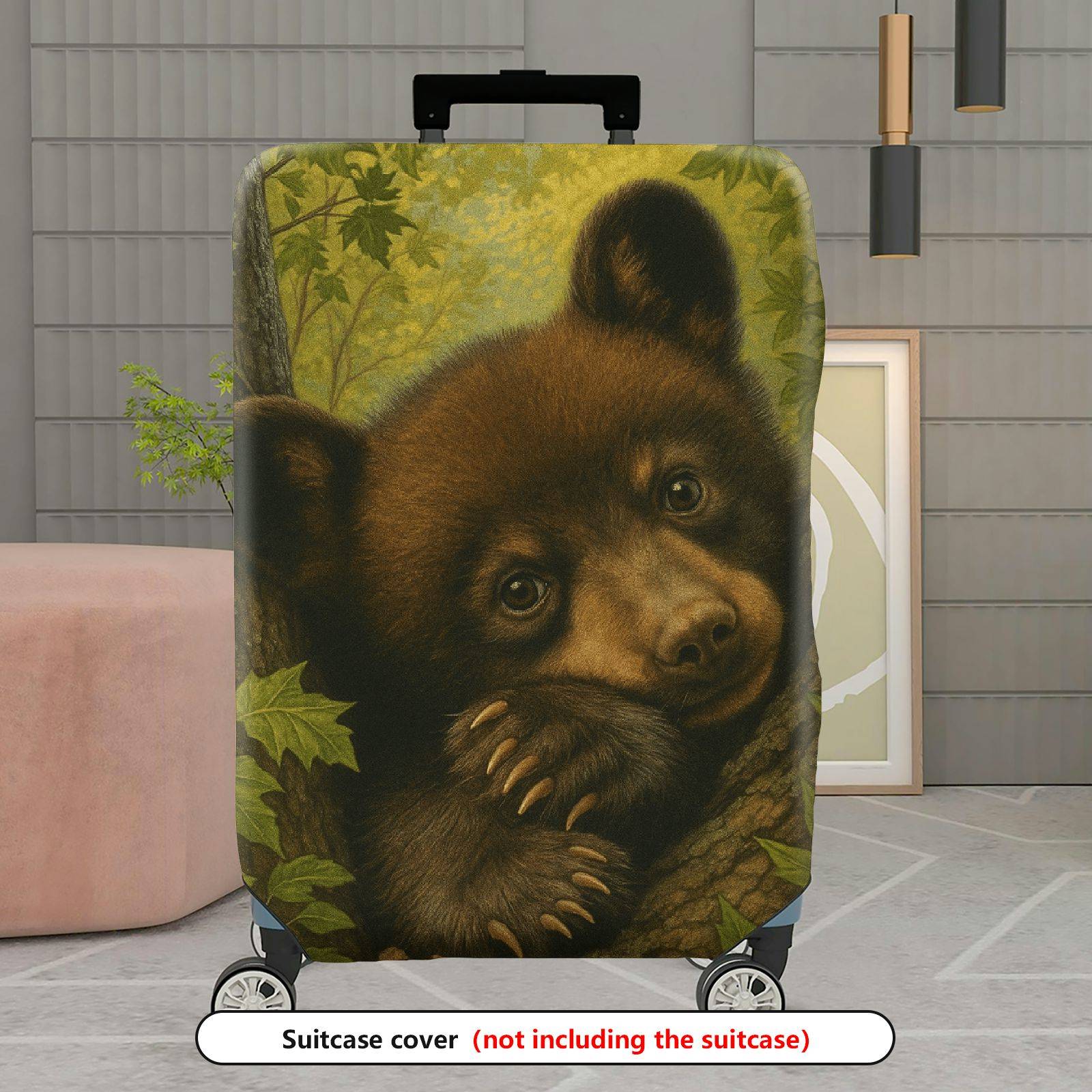 1-Piece Cute Bear Nature Forest Animal Tree  Suitcase Luggage Cover, Stretch Protective Sleeve