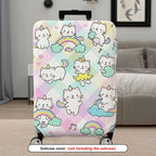 1-Piece Cute  Rainbow Cat Cloud Musical Notes  Suitcase Luggage Cover, Stretch Protective Sleeve