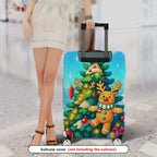 1-Piece Christmas Reindeer Tree Snow Holiday Festive  Suitcase Luggage Cover, Stretch Protective Sleeve