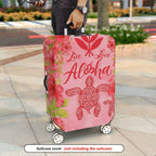 1-Piece Aloha Turtle Floral Pink Tropical  Suitcase Luggage Cover, Stretch Protective Sleeve