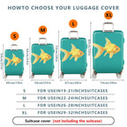 1-Piece Goldfish Aqua Blue Green Cute Animal Sea  Suitcase Luggage Cover, Stretch Protective Sleeve
