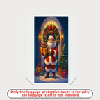 1-Piece Santa Claus Christmas Holiday Festive Winter Cheer  Suitcase Luggage Cover, Stretch Protective Sleeve