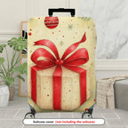 1-Piece Red Ribbon Gift Festive Decorative Holiday  Suitcase Luggage Cover, Stretch Protective Sleeve