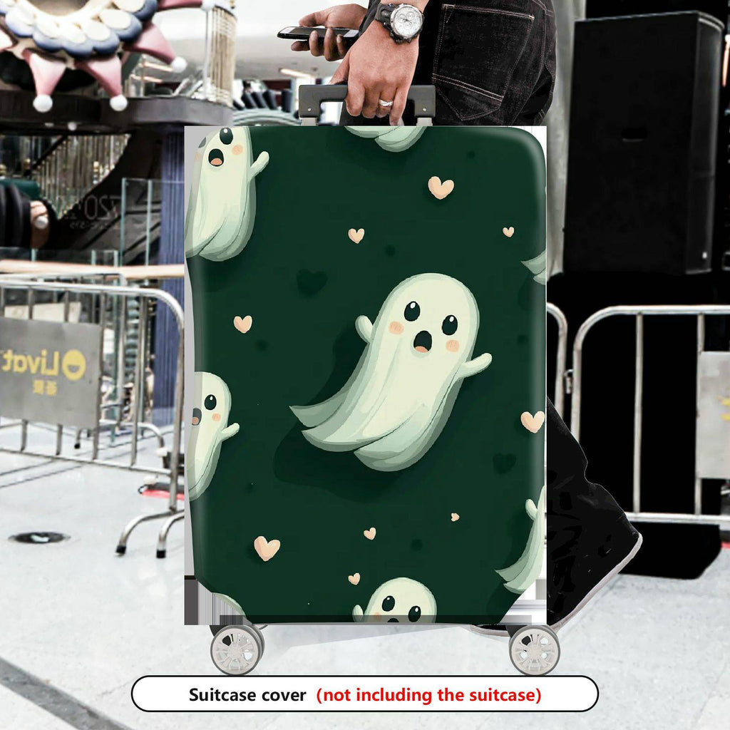 1-Piece Ghost Heart Cute Fun Unique Spooky  Suitcase Luggage Cover, Stretch Protective Sleeve