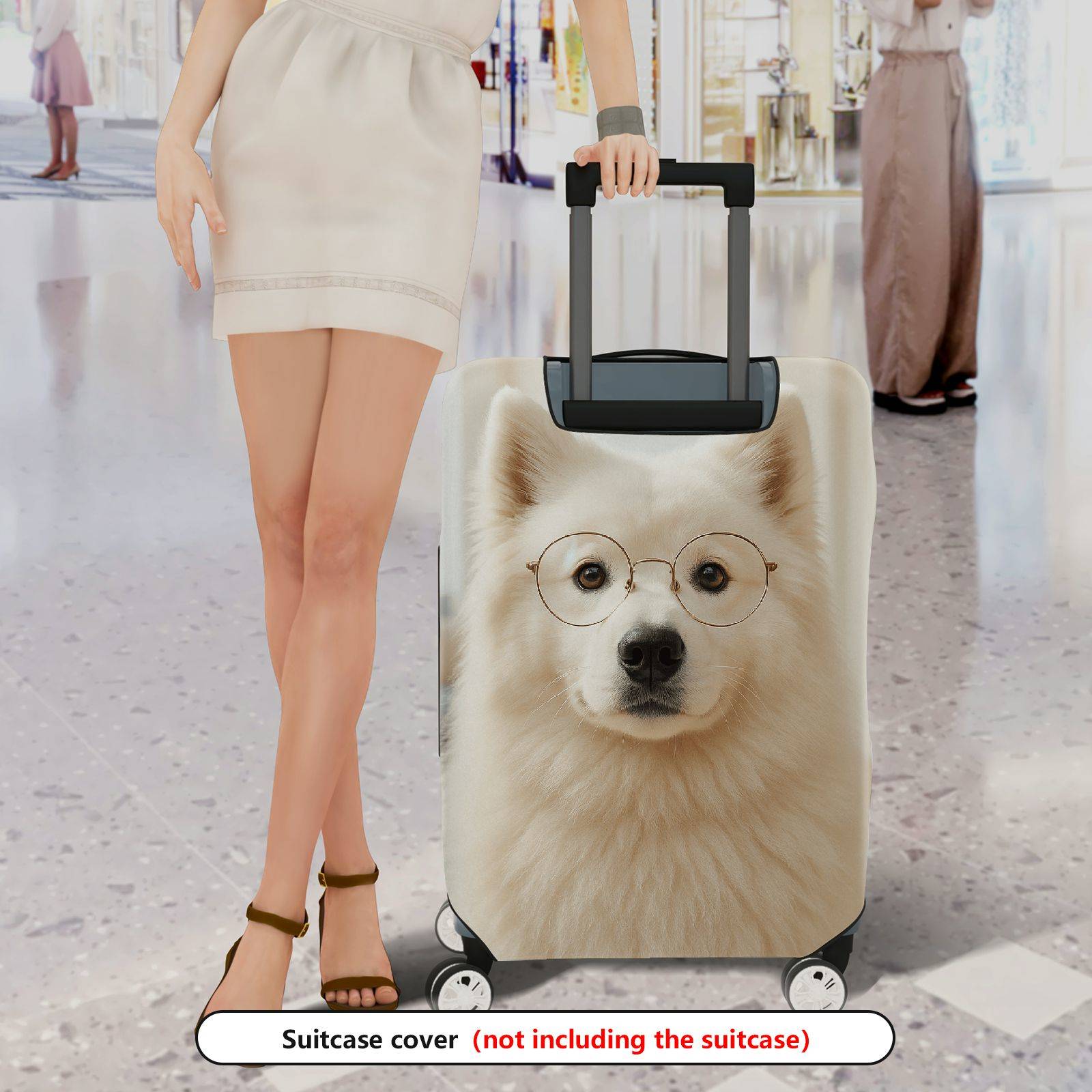 1-Piece Cute Dog Glasses White Living Room Sofa  Suitcase Luggage Cover, Stretch Protective Sleeve