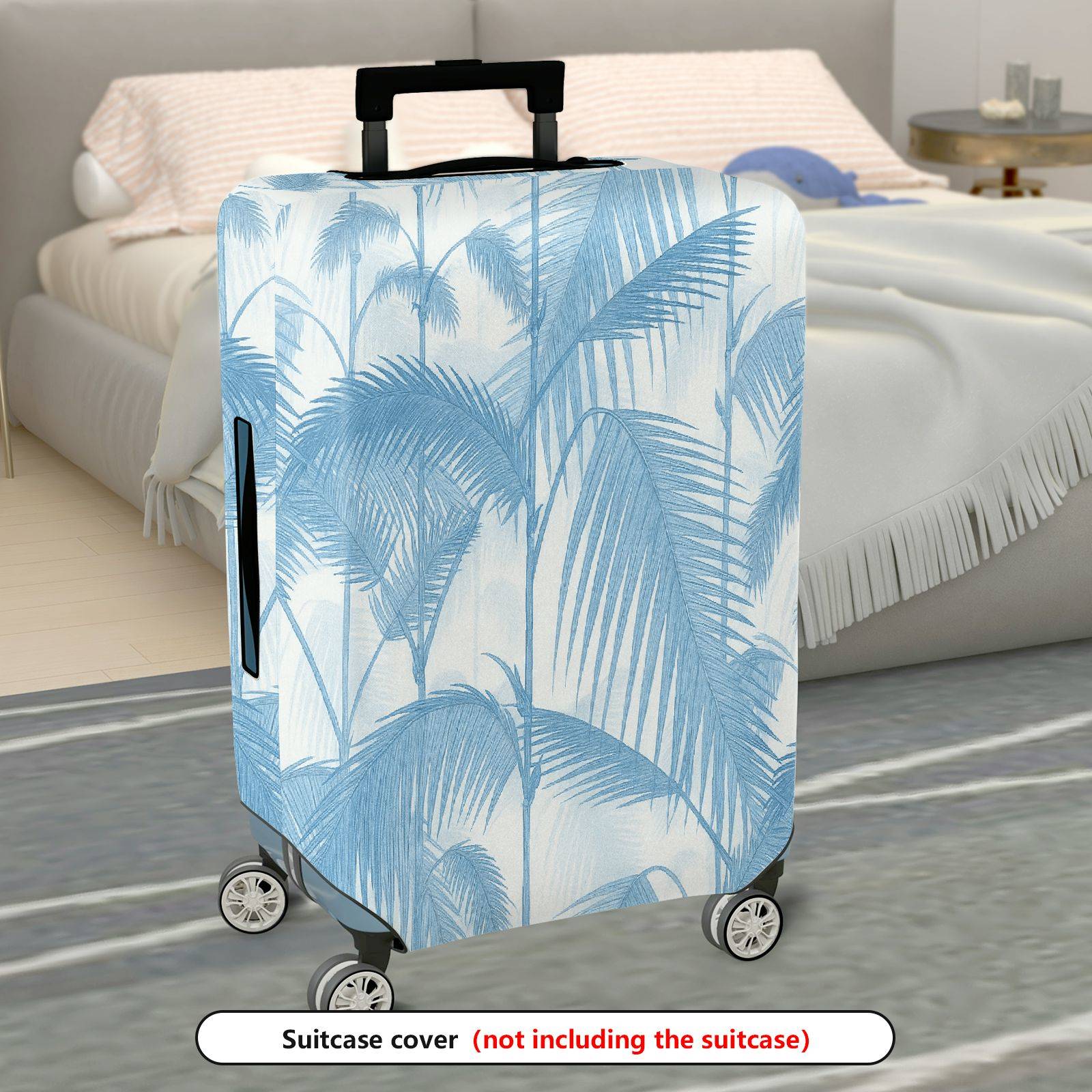 1-Piece Blue Palm Tree Tropical Nature Landscape Artistic Pattern  Suitcase Luggage Cover, Stretch Protective Sleeve
