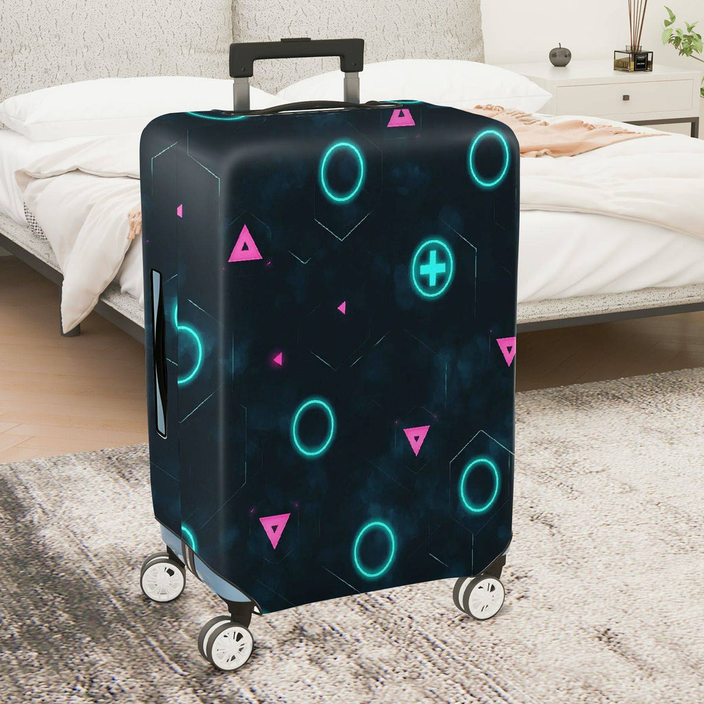 1-Piece Geometric  Techno Futuristic Abstract Pattern  Suitcase Luggage Cover, Stretch Protective Sleeve