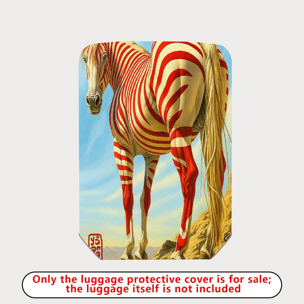 1-Piece Striped Zebra Horse Artistic Vibrant Unique  Suitcase Luggage Cover, Stretch Protective Sleeve