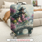 1-Piece Traditional Asian Watercolor Landscape Zen Nature  Suitcase Luggage Cover, Stretch Protective Sleeve