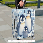 1-Piece Penguin Family Snow Ice Winter Cute Animal  Suitcase Luggage Cover, Stretch Protective Sleeve