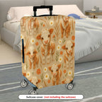 1-Piece Cute Cow Floral Pastoral Farm Animal Beige  Suitcase Luggage Cover, Stretch Protective Sleeve