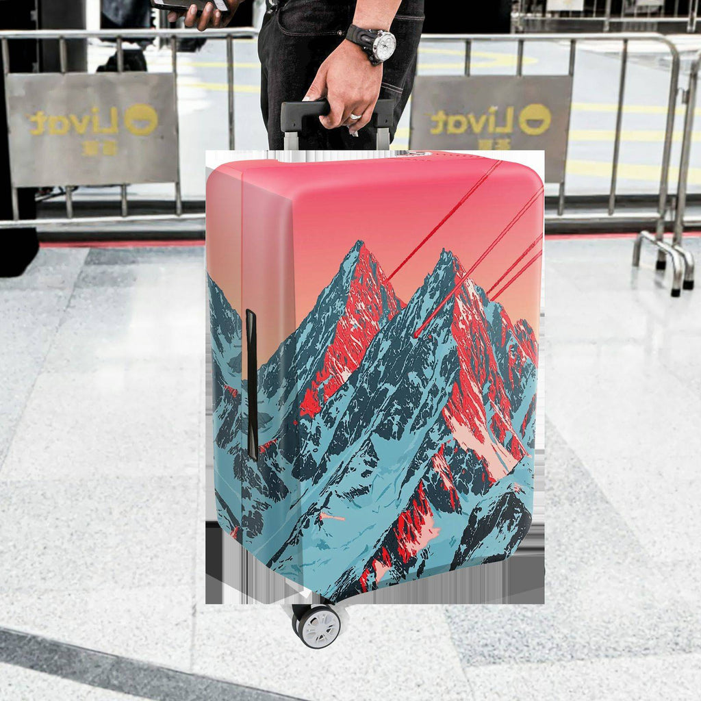 1-Piece Mountain Sunset Landscape Abstract Artistic Vibrant Colorful  Suitcase Luggage Cover, Stretch Protective Sleeve