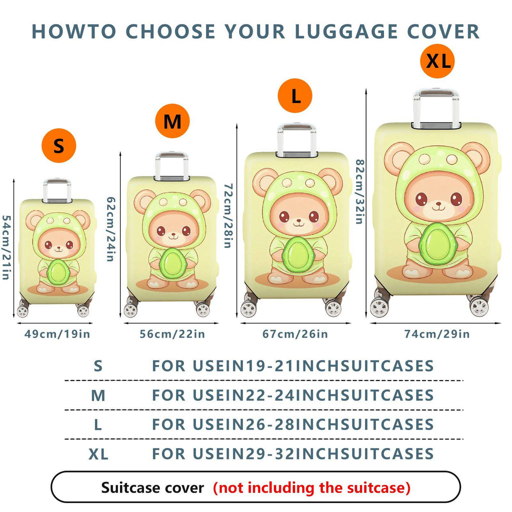 1-Piece Cute  Bear Green Hood Decorative  Suitcase Luggage Cover, Stretch Protective Sleeve