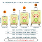 1-Piece Cute  Bear Green Hood Decorative  Suitcase Luggage Cover, Stretch Protective Sleeve