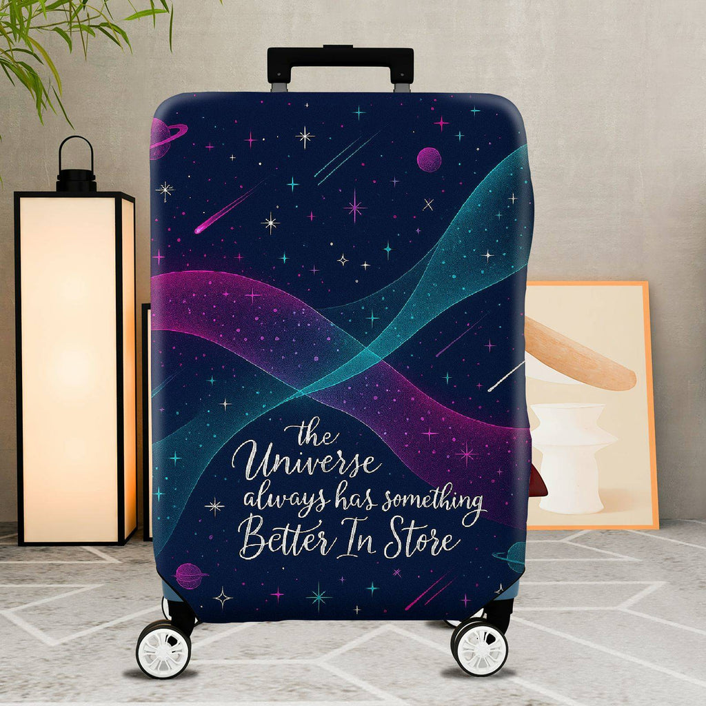 1-Piece Universe Galaxy Stars Planets Cosmic Quote  Suitcase Luggage Cover, Stretch Protective Sleeve
