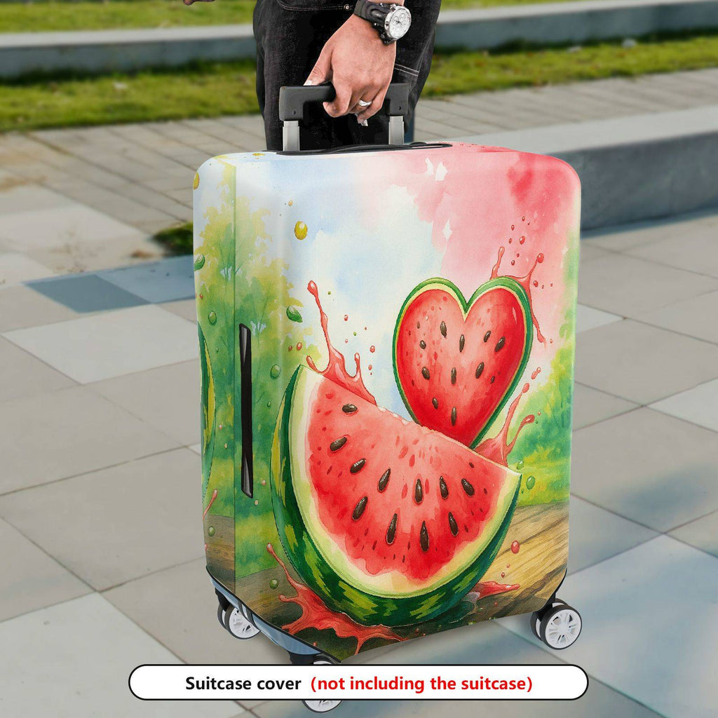 1-Piece Colorful Watermelon Splash Heart Summer Holiday Fruit  Suitcase Luggage Cover, Stretch Protective Sleeve
