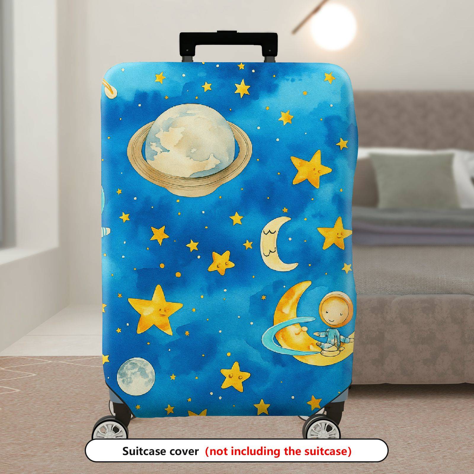 1-Piece Space Astronaut Moon Stars Galaxy Cosmic  Suitcase Luggage Cover, Stretch Protective Sleeve