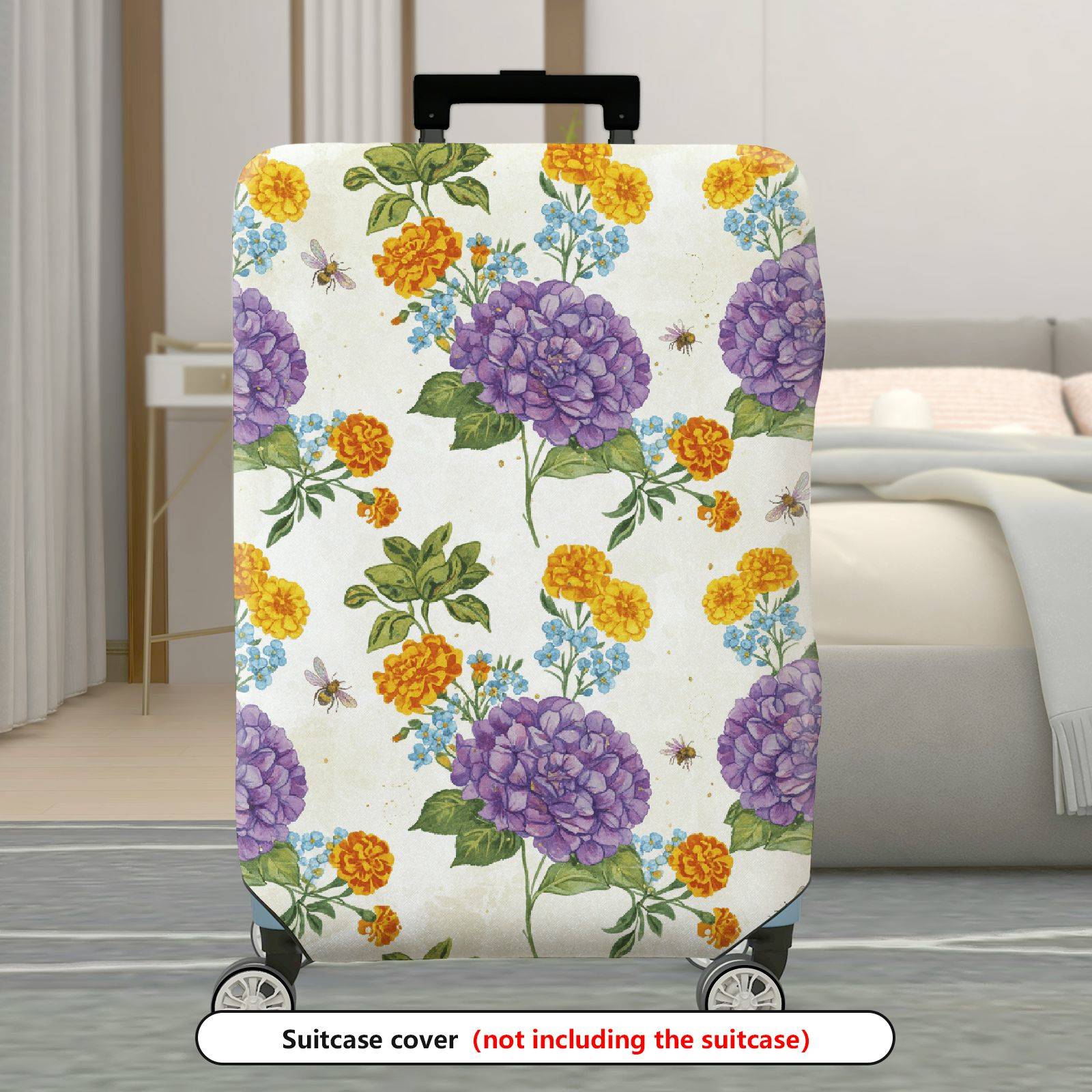 1-Piece Floral Colorful Nature Vibrant Spring Holiday  Suitcase Luggage Cover, Stretch Protective Sleeve
