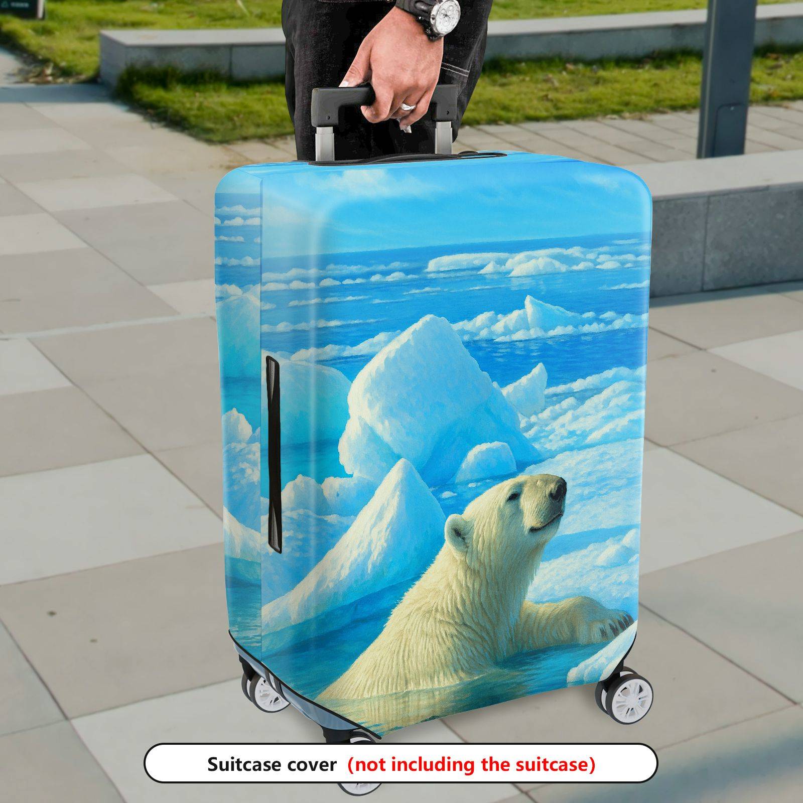 1-Piece Arctic Polar Bear Ice Ocean Scenery Nature  Suitcase Luggage Cover, Stretch Protective Sleeve