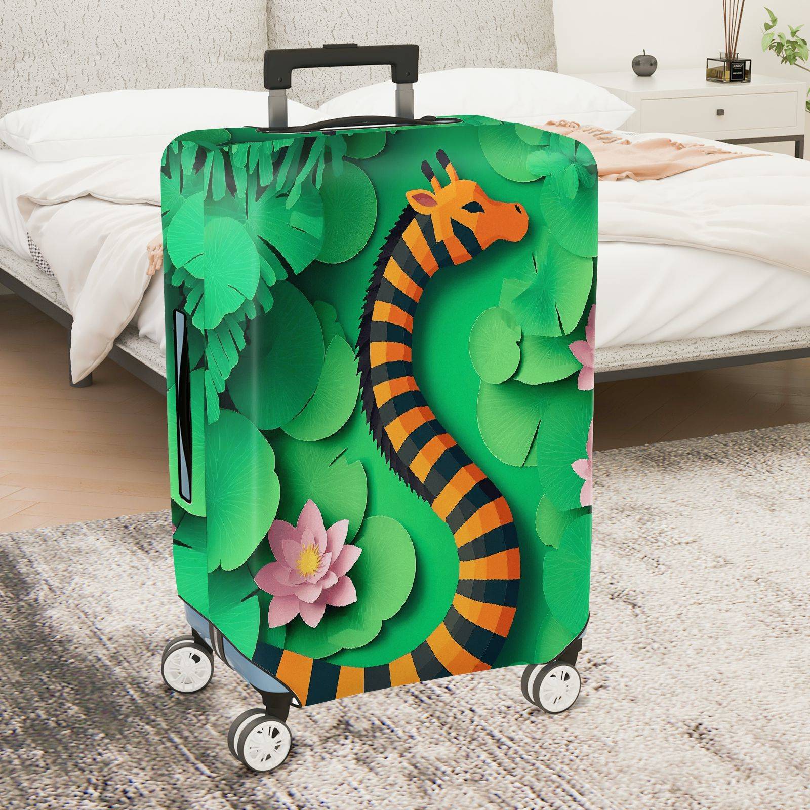 1-Piece Animal Floral Jungle Nature Leaf Frog  Suitcase Luggage Cover, Stretch Protective Sleeve