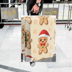 1-Piece Gingerbread Santa Hat Christmas  Holiday Festive  Suitcase Luggage Cover, Stretch Protective Sleeve